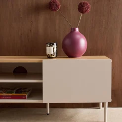 TV-meubel 2 deuren metaal en houtdecor 140cm