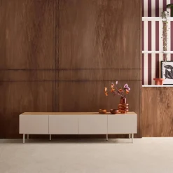 TV-meubel 4 deuren metaal en houtdecor 180cm