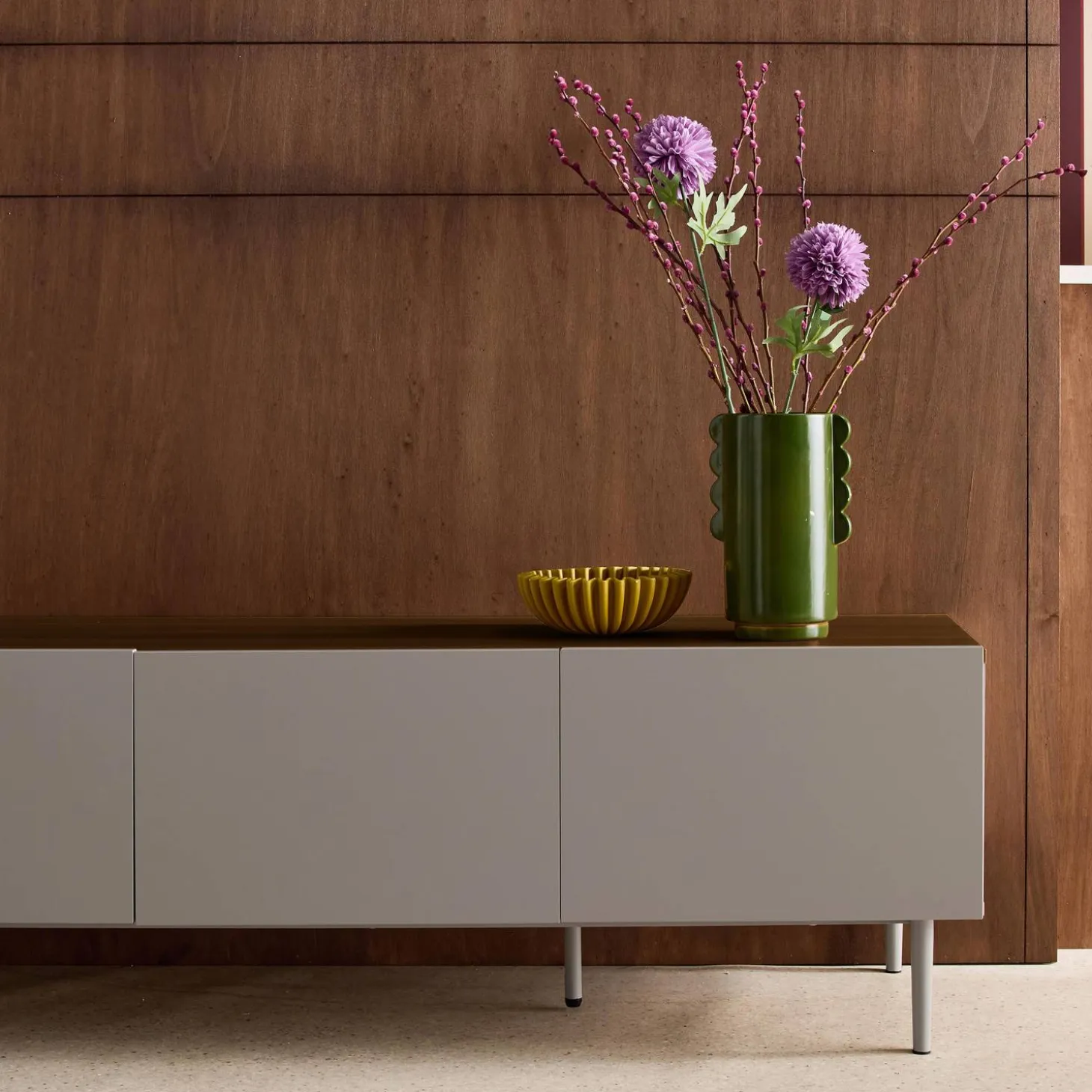 TV-meubel 4 deuren metaal en houtdecor 180cm
