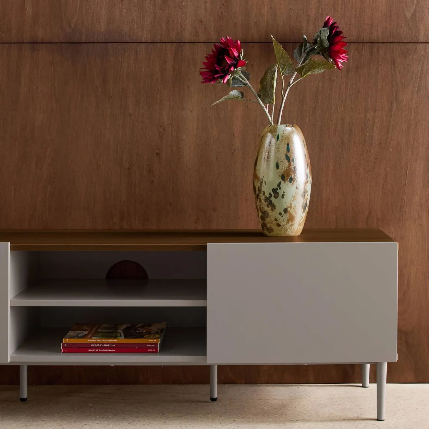TV-meubel 2 deuren metaal en houtdecor 140cm