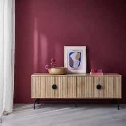 TV-meubel, gegroefd houtkleurig decor, Bazalt