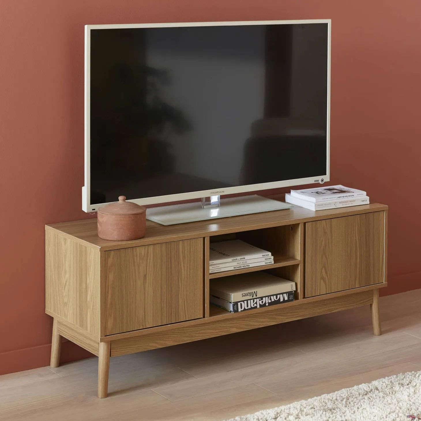 TV-meubel met houteffect 2 deuren 120 cm