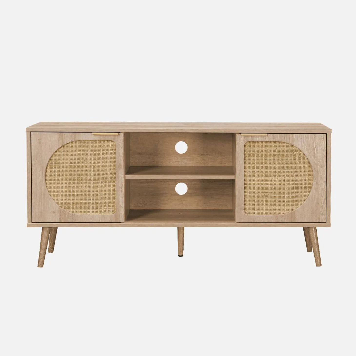 TV-meubel met hout en afgerond rietdecor 120 cm