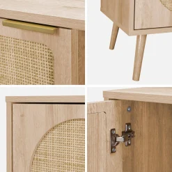 TV-meubel met hout en afgerond rietdecor 120 cm