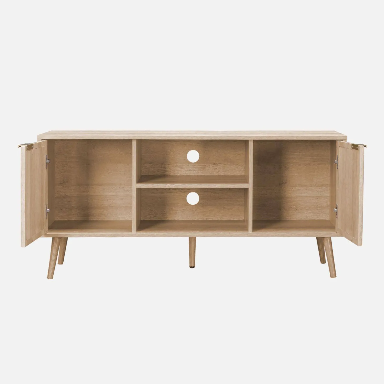 TV-meubel met hout en afgerond rietdecor 120 cm
