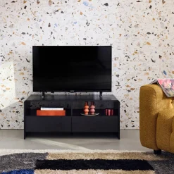 TV-meubel met 2 laden en 2 legplanken, afgerond houteffect