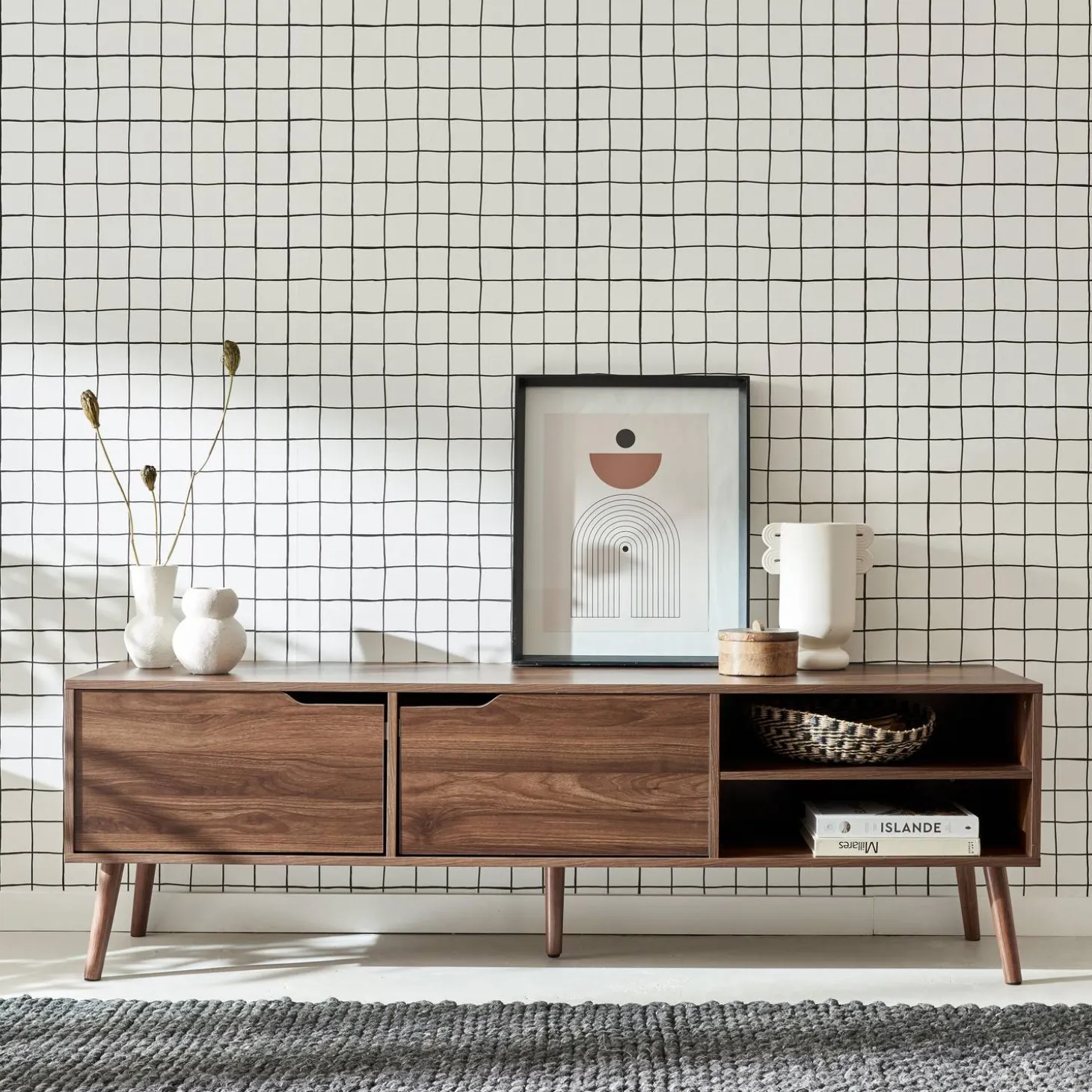 TV-meubel, notenhout decor, 2 deuren, 160cm