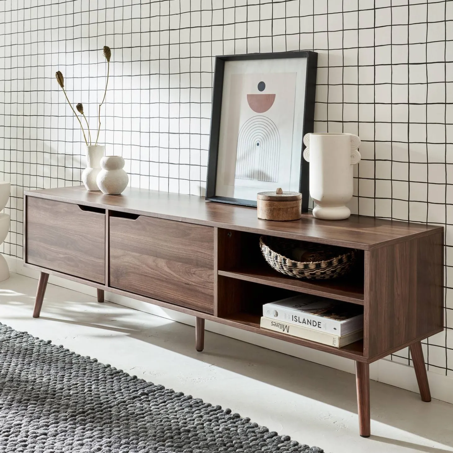 TV-meubel, notenhout decor, 2 deuren, 160cm