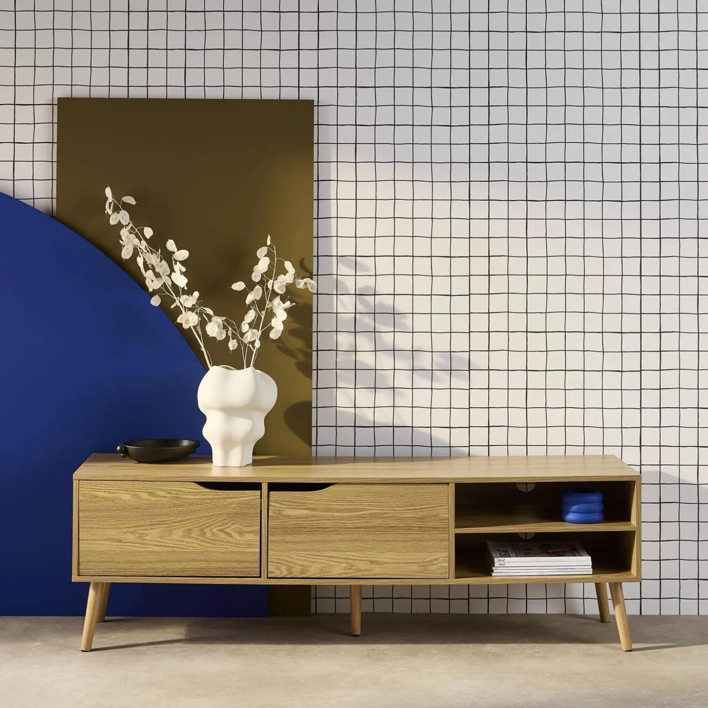 TV-meubel, notenhout decor, 2 deuren, 160cm