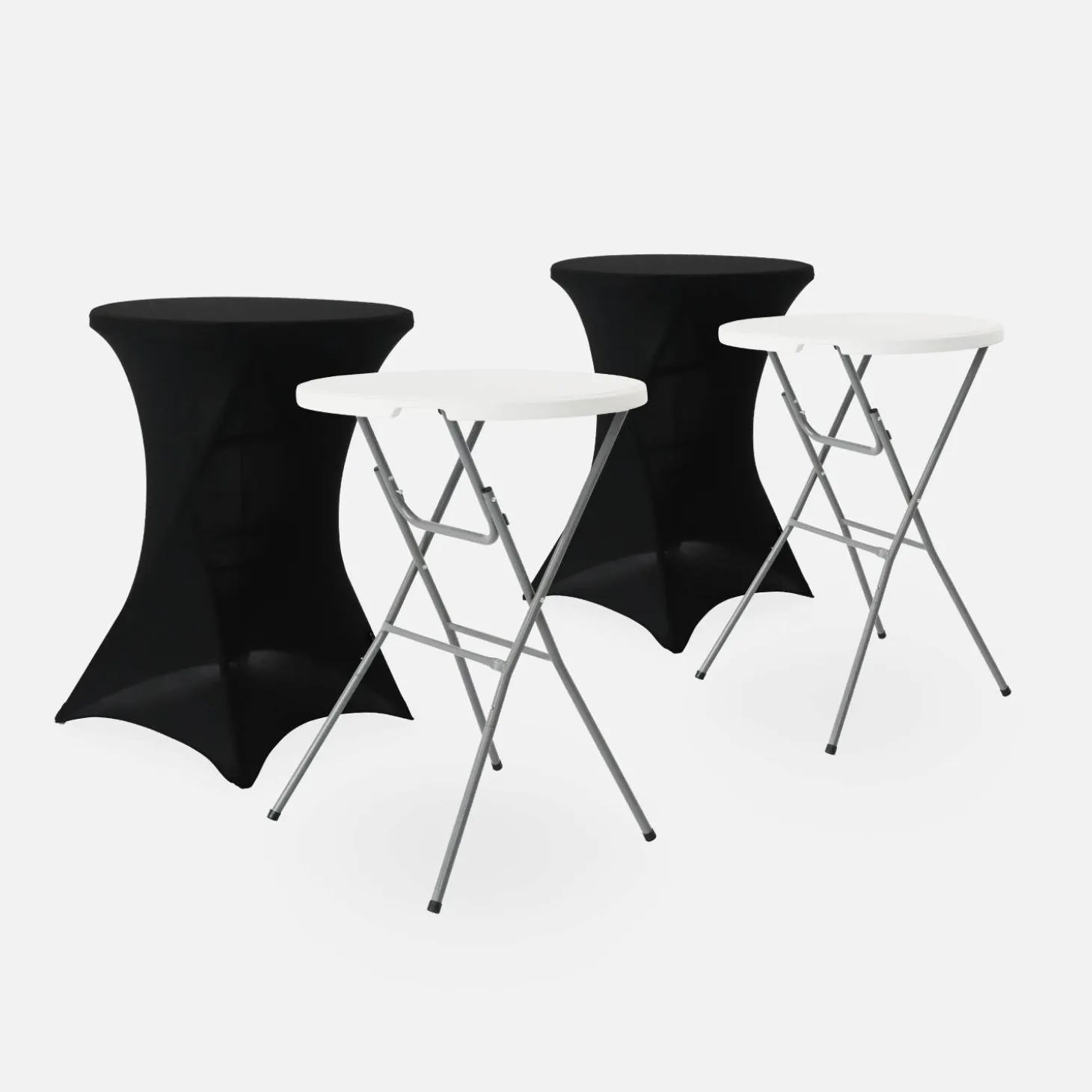 Twee opvouwbare statafels Ø80cm + met hoes - Gala