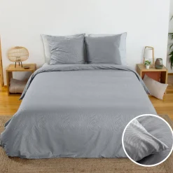 Tweepersoons beddengoed met grijze zebraprint omkeerbaar polyester