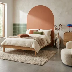 Tweepersoonsbed met lattenbodem 160x200cm houtdecor