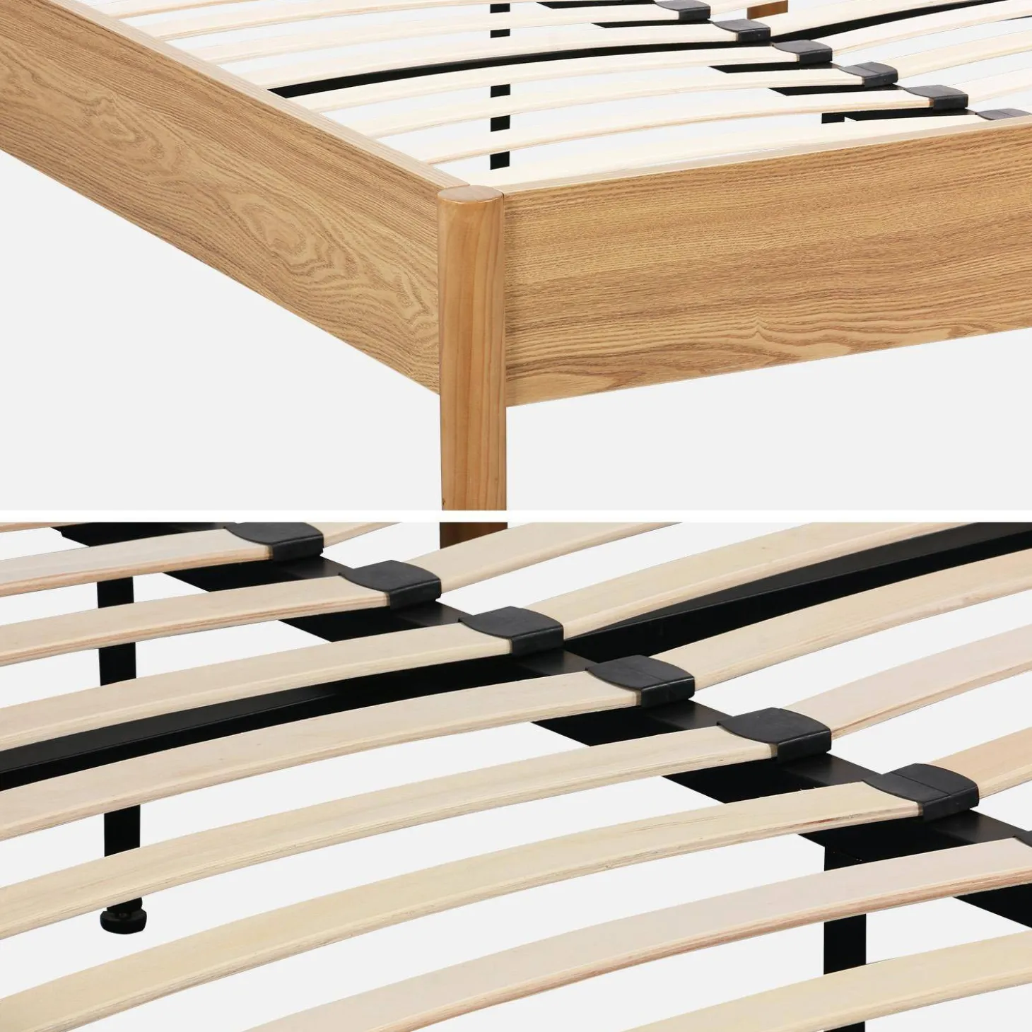 Tweepersoonsbed met lattenbodem 140x190cm houtdecor