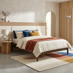 Tweepersoonsbed met lattenbodem 140x190cm houtdecor