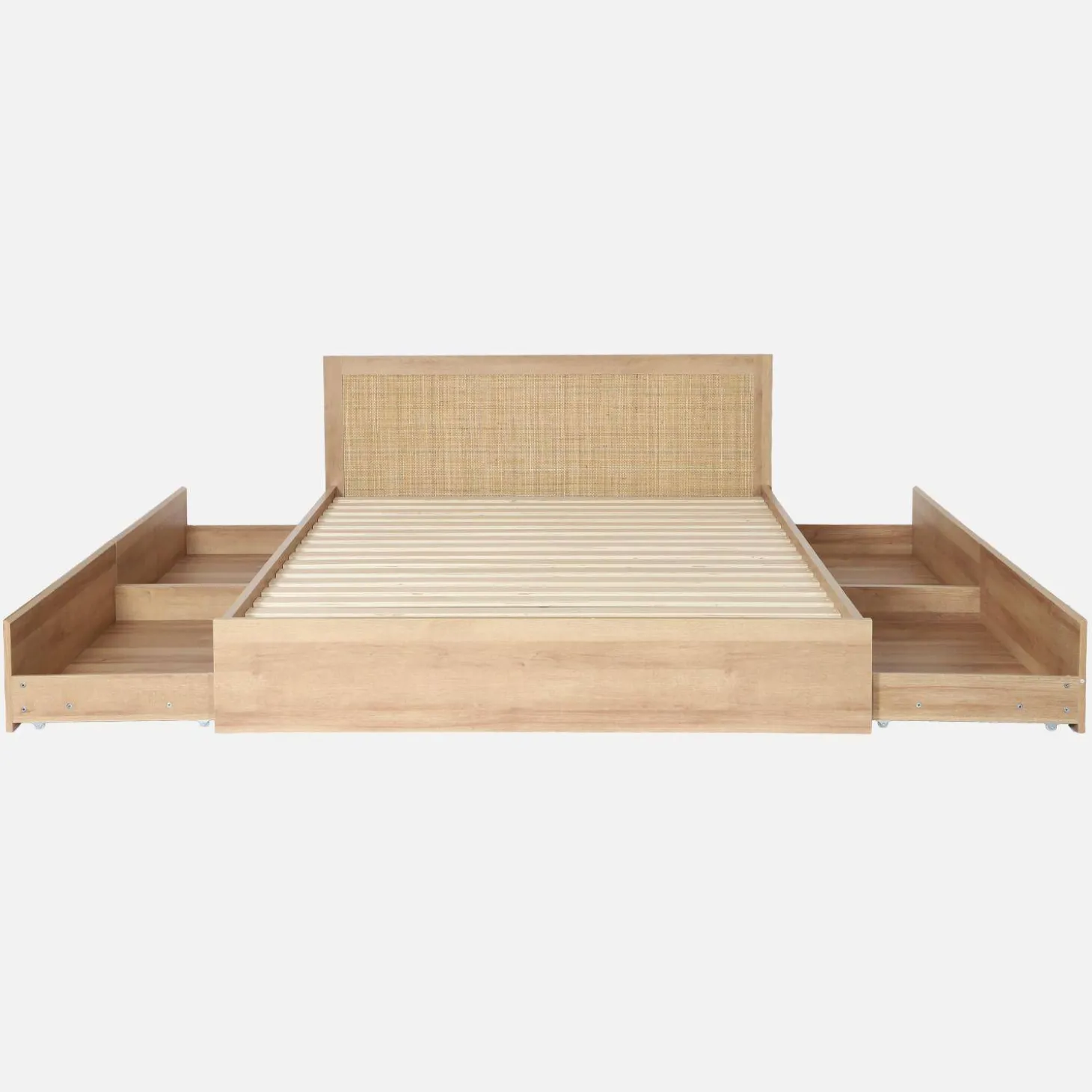 Tweepersoonsbed 160x200cm met lattenbodem hoofdbord en lades
