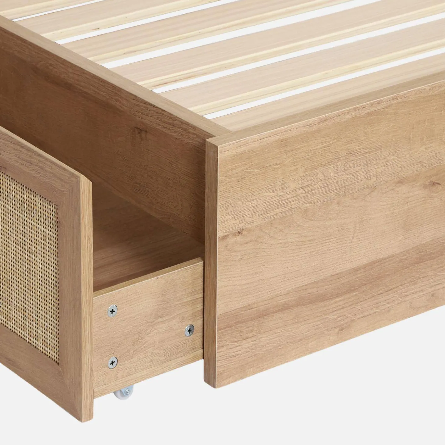 Tweepersoonsbed 160x200cm met lattenbodem hoofdbord en lades
