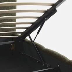 Tweepersoonsbed 160x200cm met opbergbox lattenbodem en hoofdbord in getextureerde bouclé