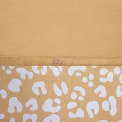 Tweepersoons dekbedset met gele luipaardprint omkeerbaar