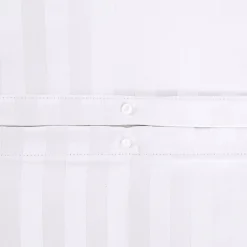 Tweepersoons polyester satijn-effect beddengoed met fijne strepen wit