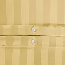 Tweepersoons polyester satijn-effect beddengoed met fijne strepen geel