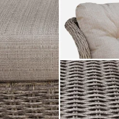 Twee wicker relaxstoelen met poef - Barletta