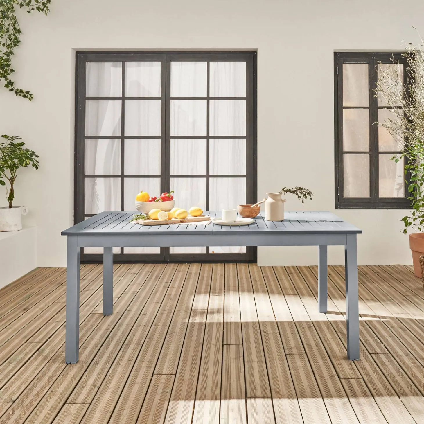 Uitschuifbare aluminium tuintafel voor 8 personen