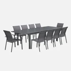 Uitschuifbare aluminium tuintafel, 10 plaatsen