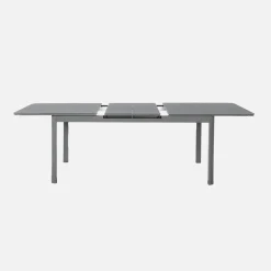 Uitschuifbare aluminium tuintafel en 8 stoelen