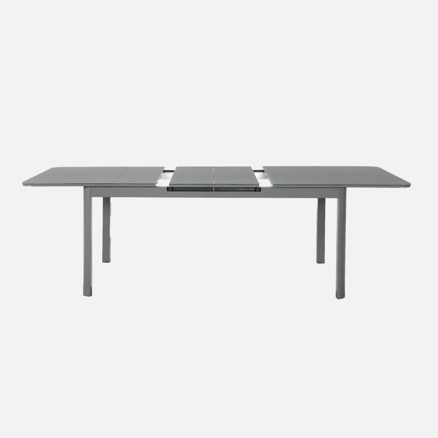 Uitschuifbare aluminium tuintafel en 8 stoelen