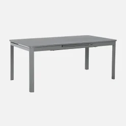 Uitschuifbare aluminium tuintafel en 8 stoelen
