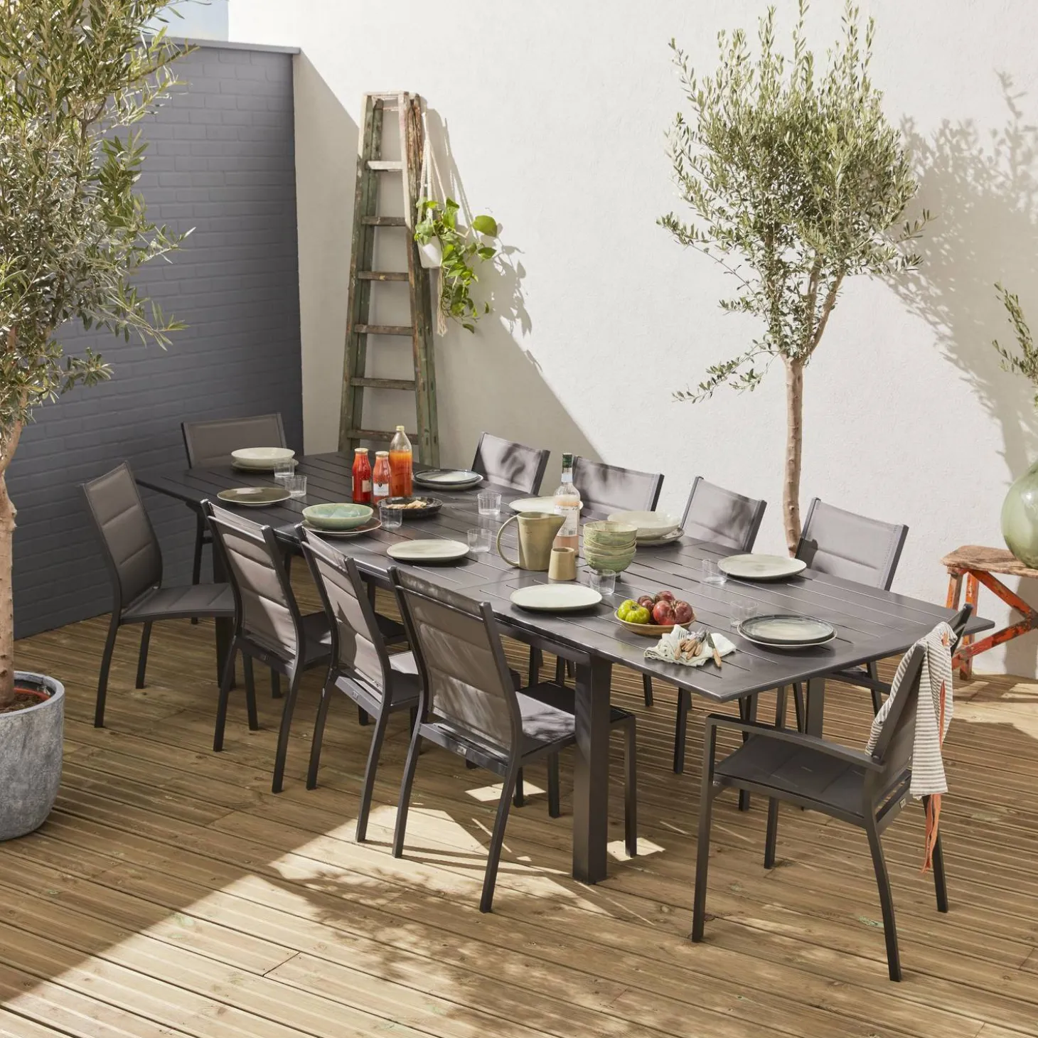 Uitschuifbare aluminium tuinset 10 plaatsen