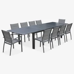 Uitschuifbare aluminium tuinset 10 plaatsen