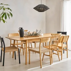 Uitschuifbare eettafel van eikenfineer, 6 tot 8 zitplaatsen, 160-210cm