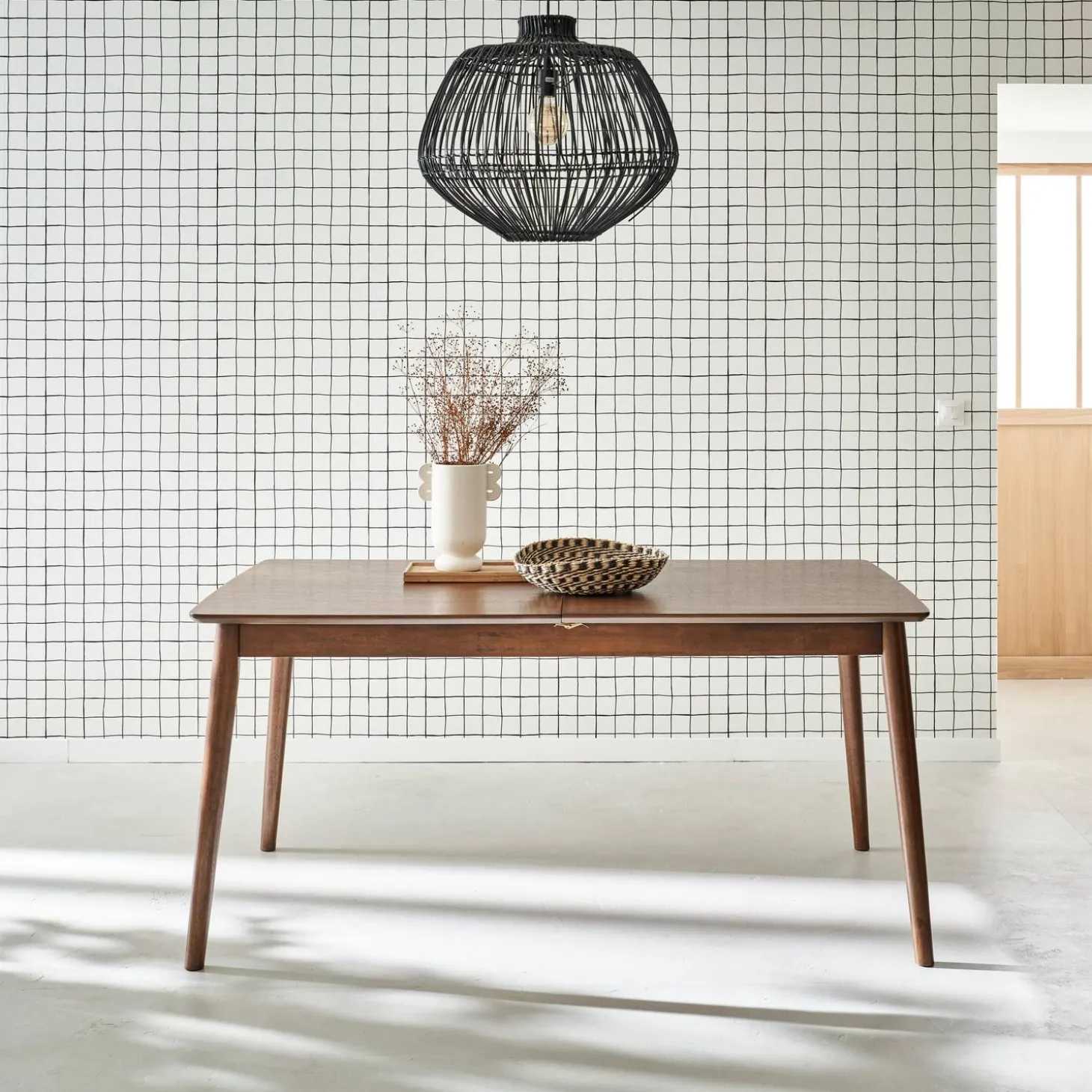 Uitschuifbare eettafel van eikenfineer, 6 tot 8 zitplaatsen, 160-210cm