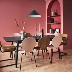 Uitschuifbare eettafel van eikenfineer, 6 tot 8 zitplaatsen, 160-210cm