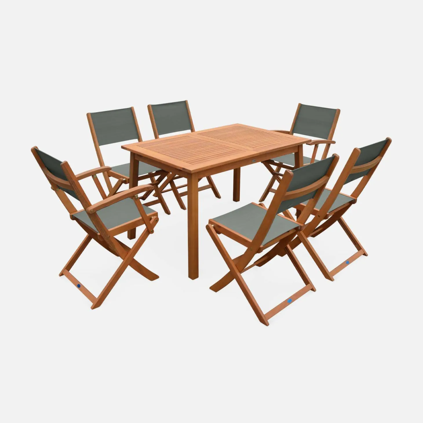 Uitschuifbare houten tuintafel, 6 stoelen