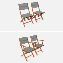 Uitschuifbare houten tuintafel, 6 stoelen