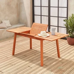 Uitschuifbare houten tuintafel 120-180cm