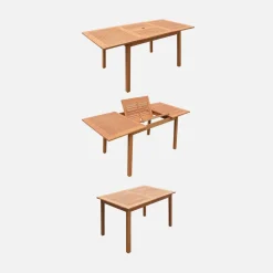 Uitschuifbare houten tuintafel, 6 stoelen
