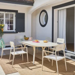 Uitschuifbare ovale tuintafel van aluminium en 6 stoelen