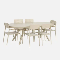 Uitschuifbare ovale tuintafel van aluminium en 6 stoelen