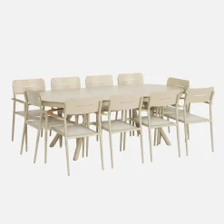 Uitschuifbare ovale tuintafel van aluminium en 10 stoelen