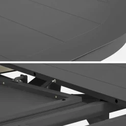 Uitschuifbare ovale tuintafel van aluminium en 10 stoelen