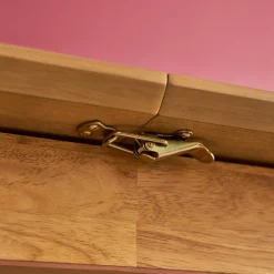 Uitschuifbare rechthoekige eettafel rubberhout en eikenfineer 4-6 plaatsen