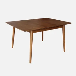 Uitschuifbare rechthoekige eettafel rubberhout en eikenfineer 4-6 plaatsen