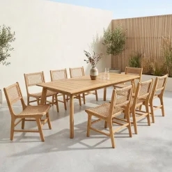Uitschuifbare tuintafel acacia hout met 8 stoelen