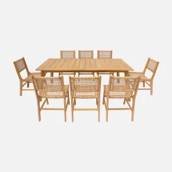 Uitschuifbare tuintafel acacia hout met 8 stoelen