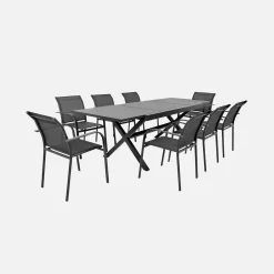 Uitschuifbare tuintafel aluminium met 8 stoelen
