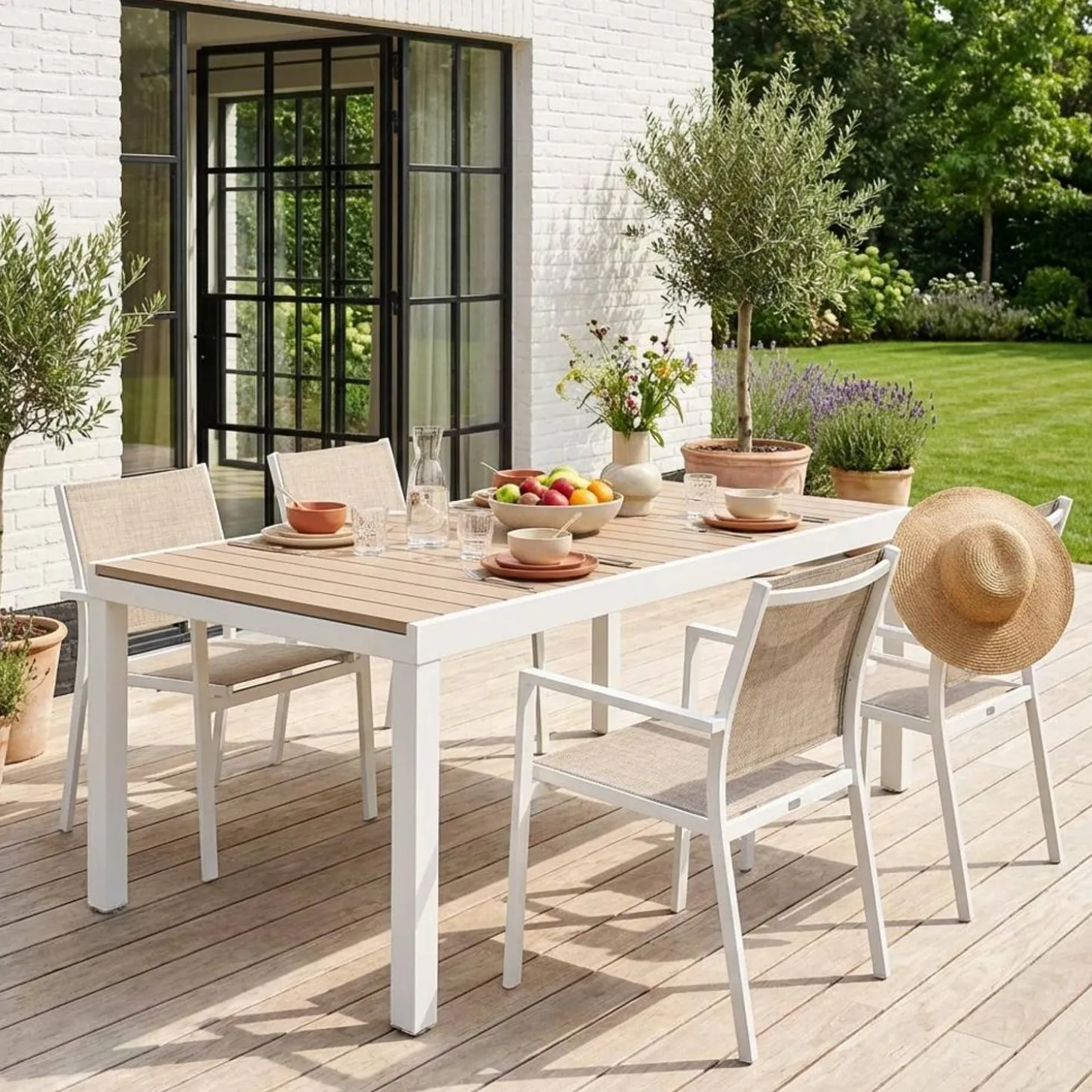 Uitschuifbare tuintafel 10-12 plaatsen aluminium