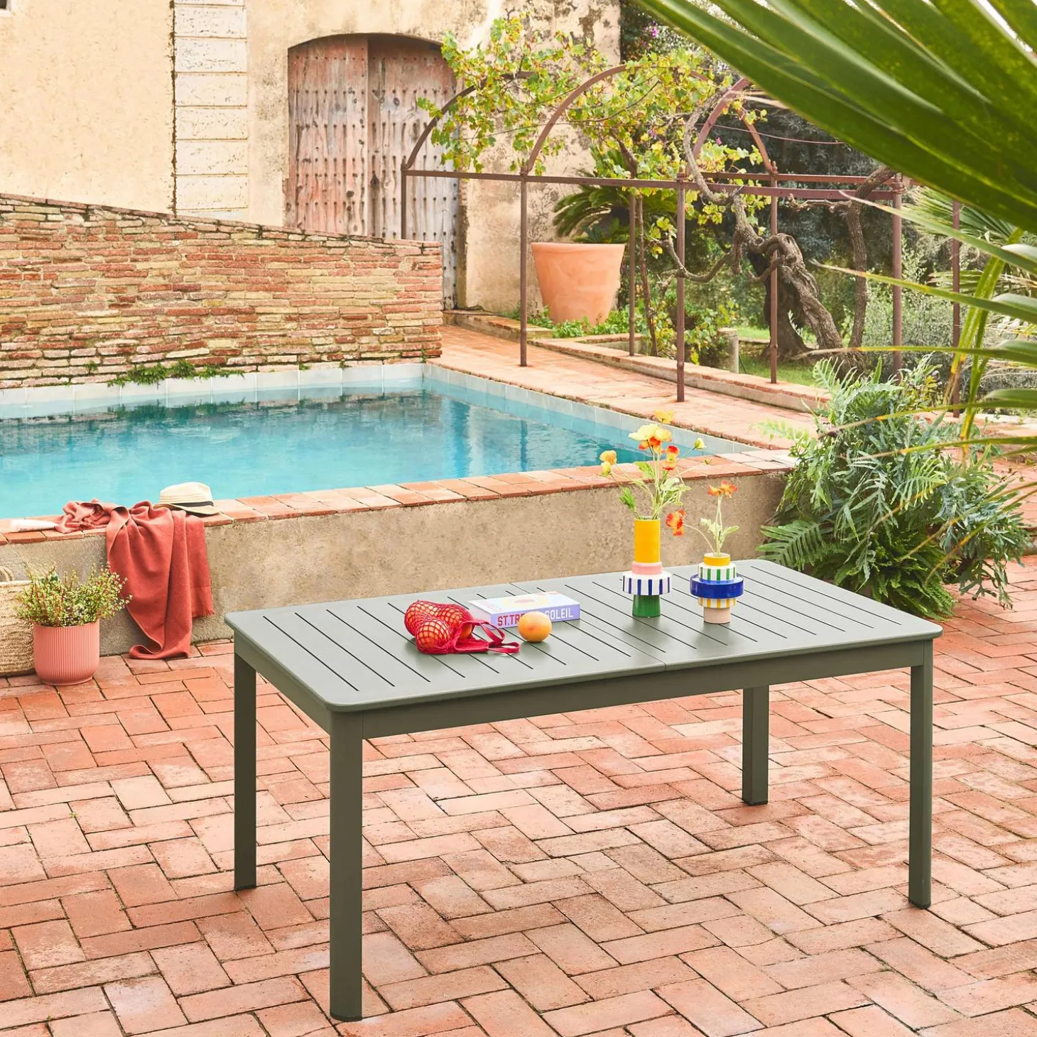 Uitschuifbare tuintafel van aluminium, 8 plaatsen